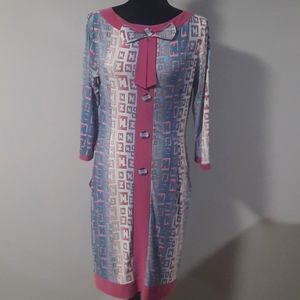 Component Rare Pink Purple and Blue 3/4 Sleeve Stretchy Dress